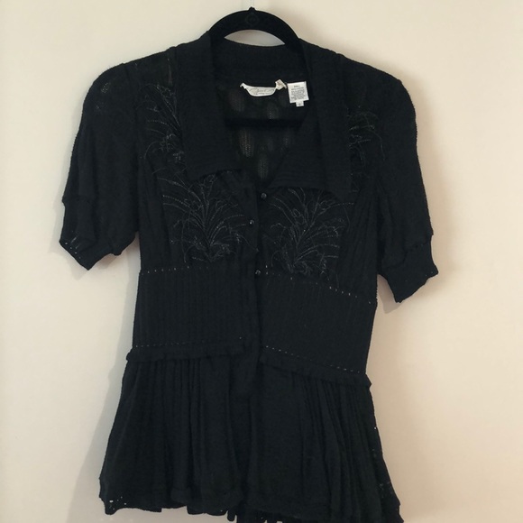 Byron Lars Tops - Byron Lars Black Peplum Detailed Blouse